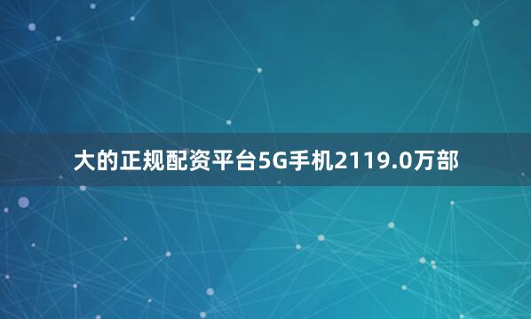 大的正规配资平台5G手机2119.0万部